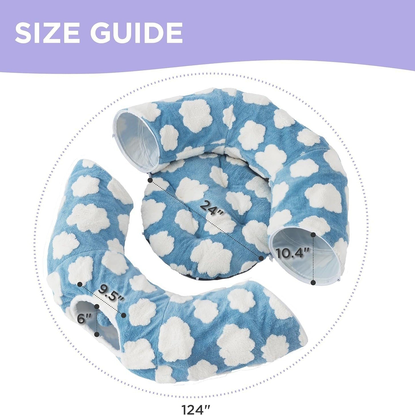 Soft cotton fleece warm pet tunnel bed, play and sleep in one, detachable and washable cat tunnel bed