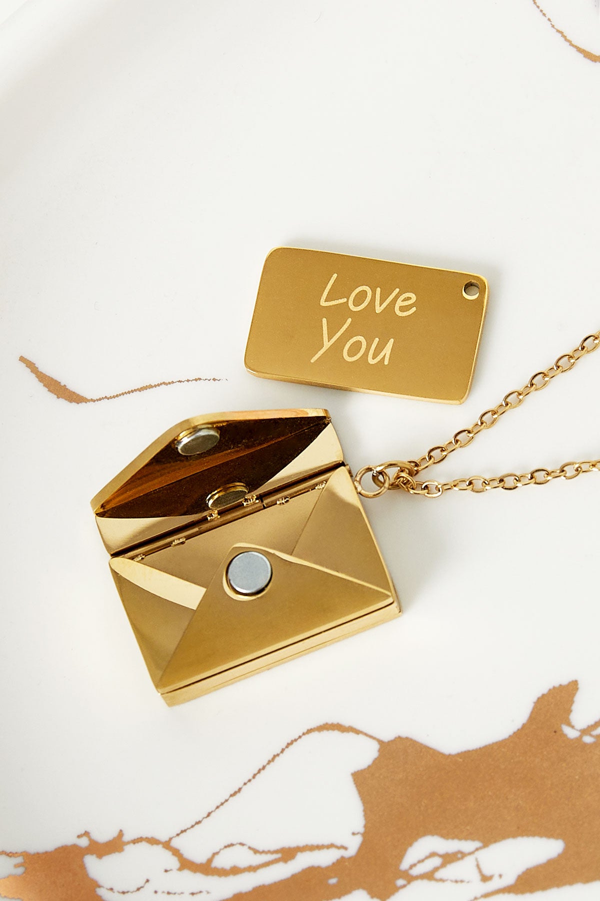 envelope necklace with message
