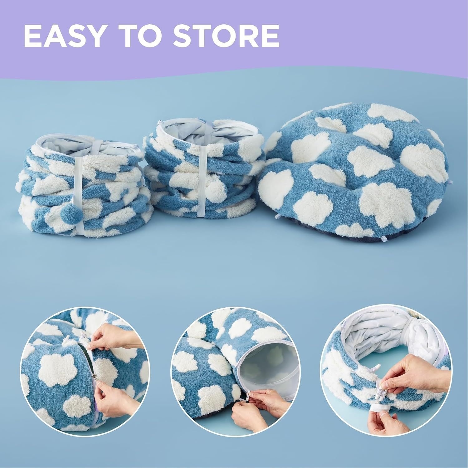 Soft cotton fleece warm pet tunnel bed, play and sleep in one, detachable and washable cat tunnel bed