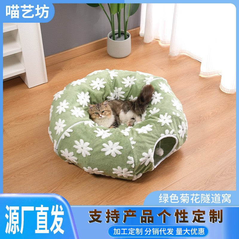 Pet Bed Cat Tunnel S-shaped cat bed supports pet beds with detachable tunnels