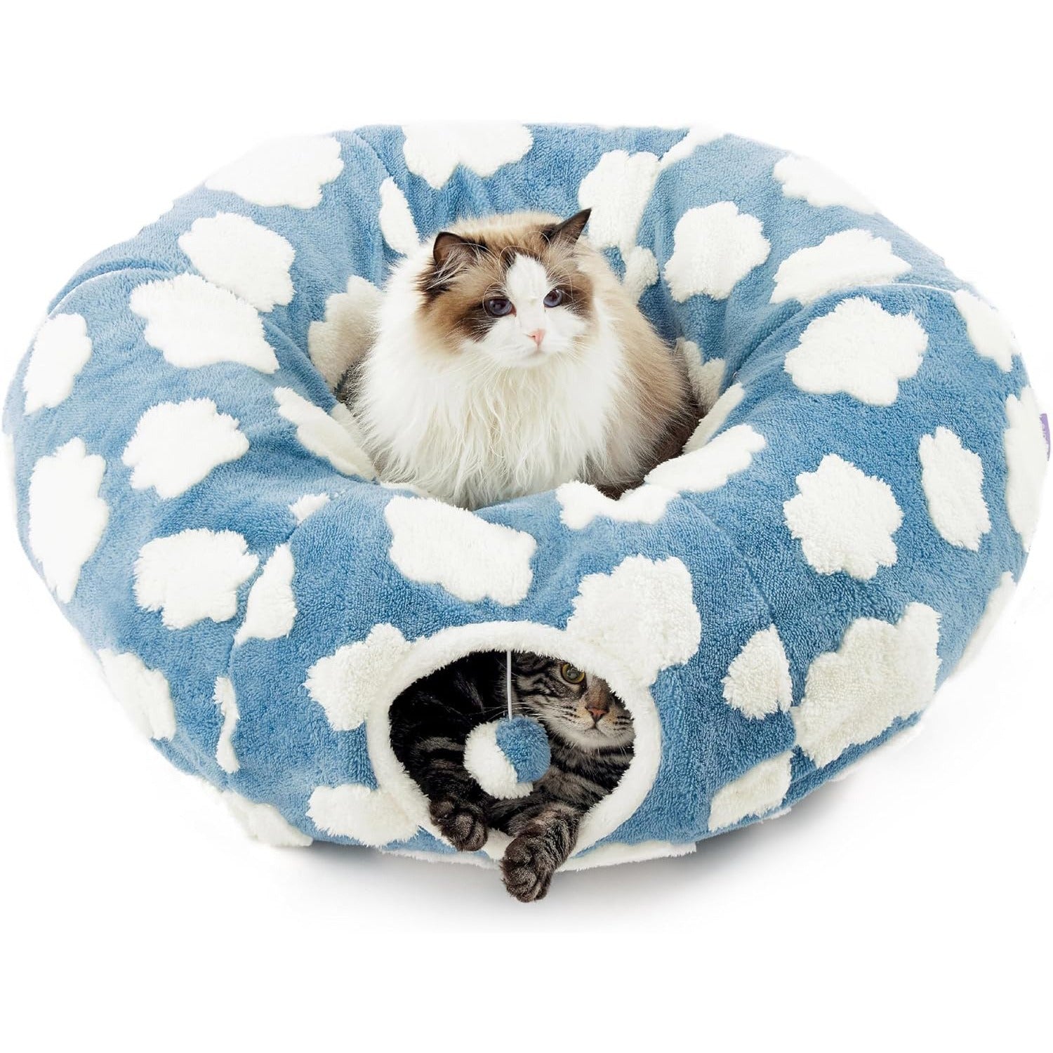 Soft cotton fleece warm pet tunnel bed, play and sleep in one, detachable and washable cat tunnel bed