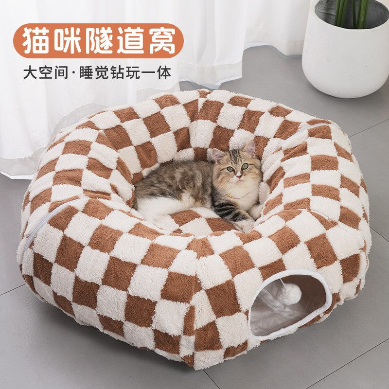 Pet Bed Cat Tunnel S-shaped cat bed supports pet beds with detachable tunnels