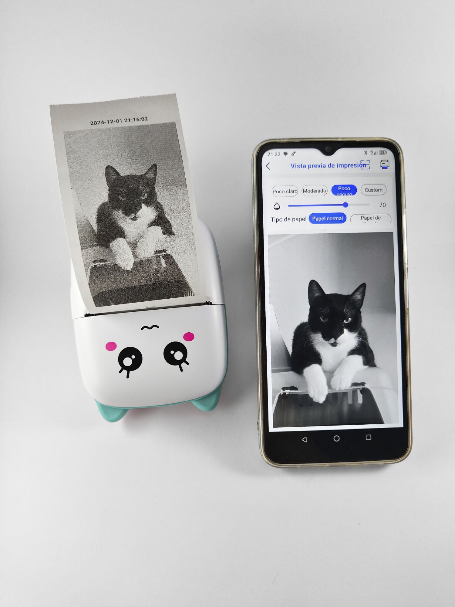 Mini Cat Portable Ink-Free Printer - Blue