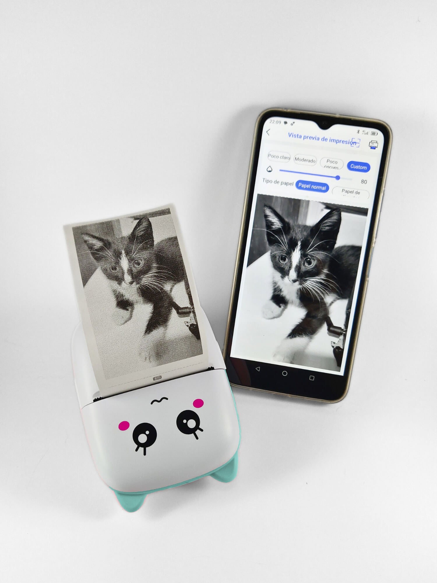 Mini Cat Portable Ink-Free Printer - Blue