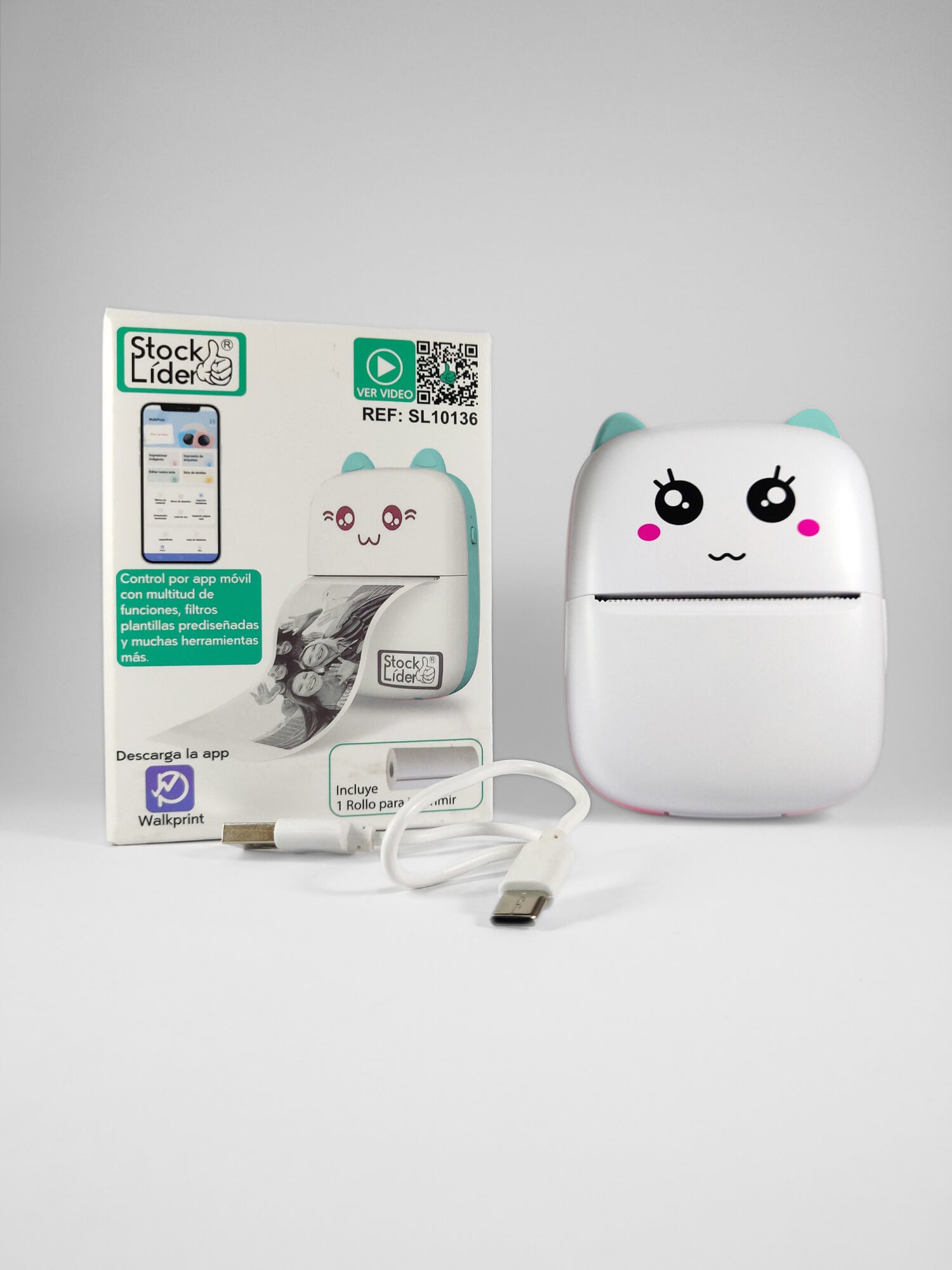 Mini Cat Portable Ink-Free Printer - Blue