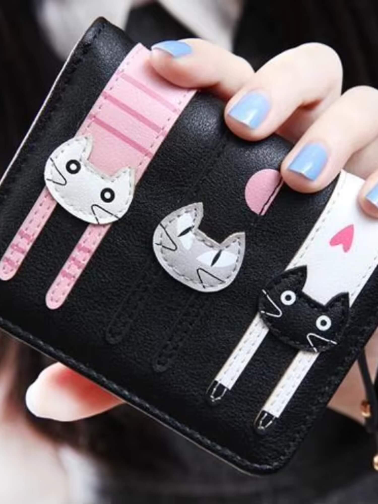 Cartera 3 Gatitos - Negro