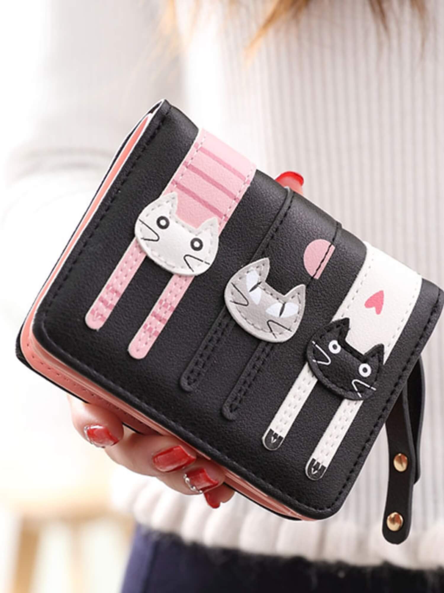 Cartera 3 Gatitos - Negro